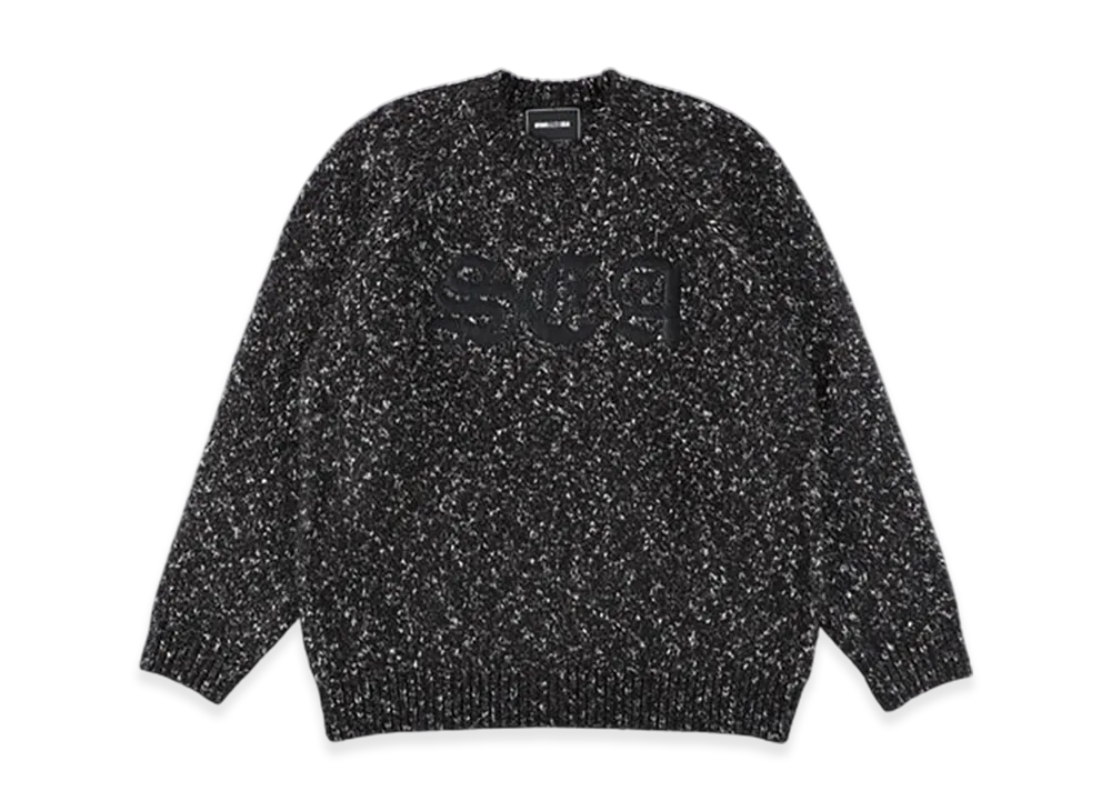 WIND AND SEA Leather Patch Knit Sweater "Black"