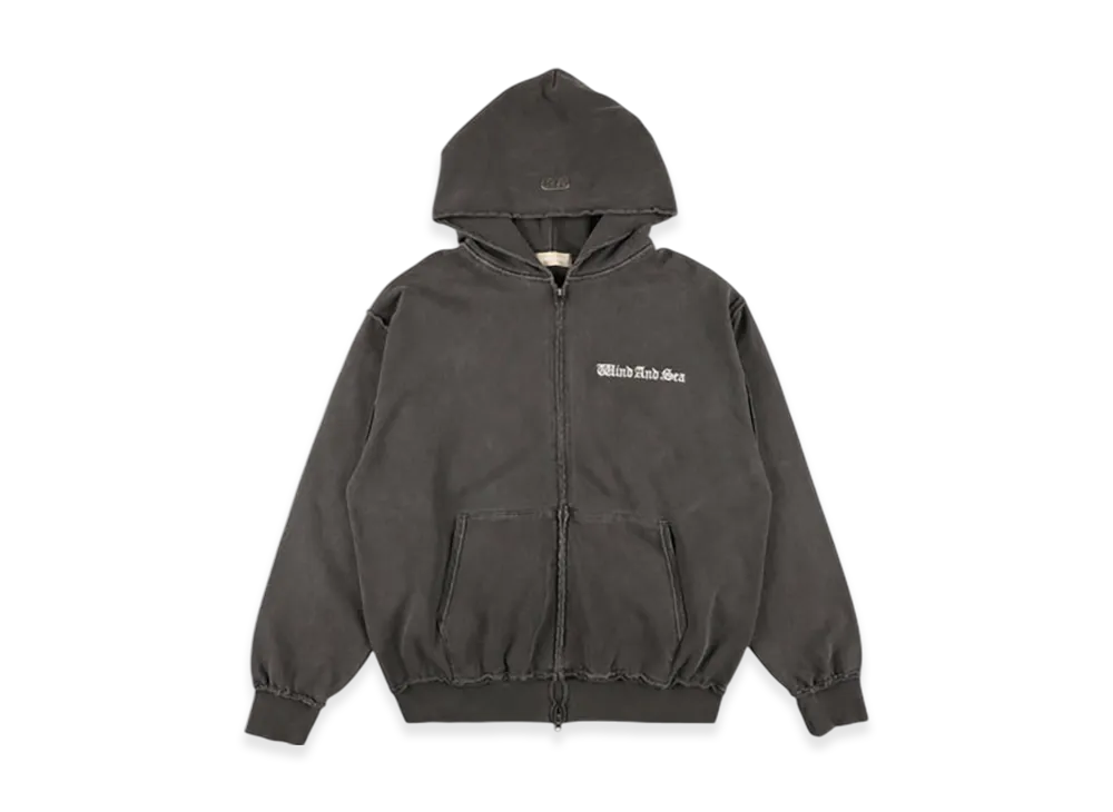 WIND AND SEA Damage Pigment Zip Up Sweatshirt "Black"