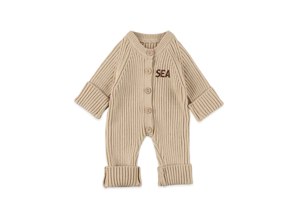 WIND AND SEA Knit Rompers "Beige"