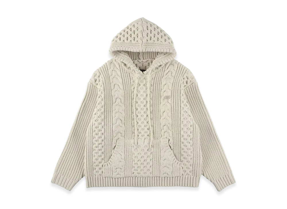 WIND AND SEA Cable Knit Hooded Sweater "Ivory"