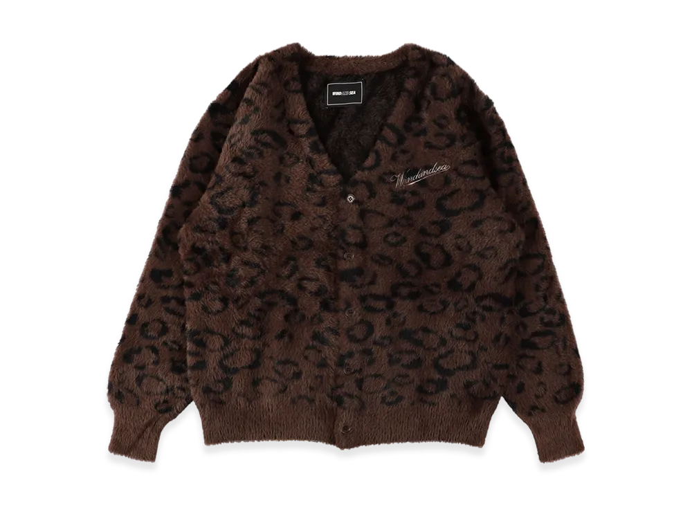 WIND AND SEA Shaggy Knit Cardigan "Leopard"