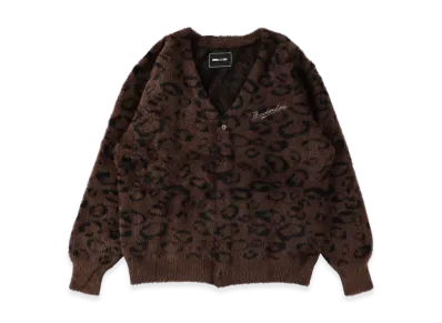 WIND AND SEA Shaggy Knit Cardigan "Leopard"