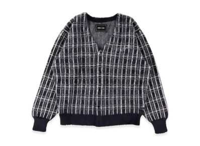 WIND AND SEA Shaggy Knit Cardigan "Navy/Praid"