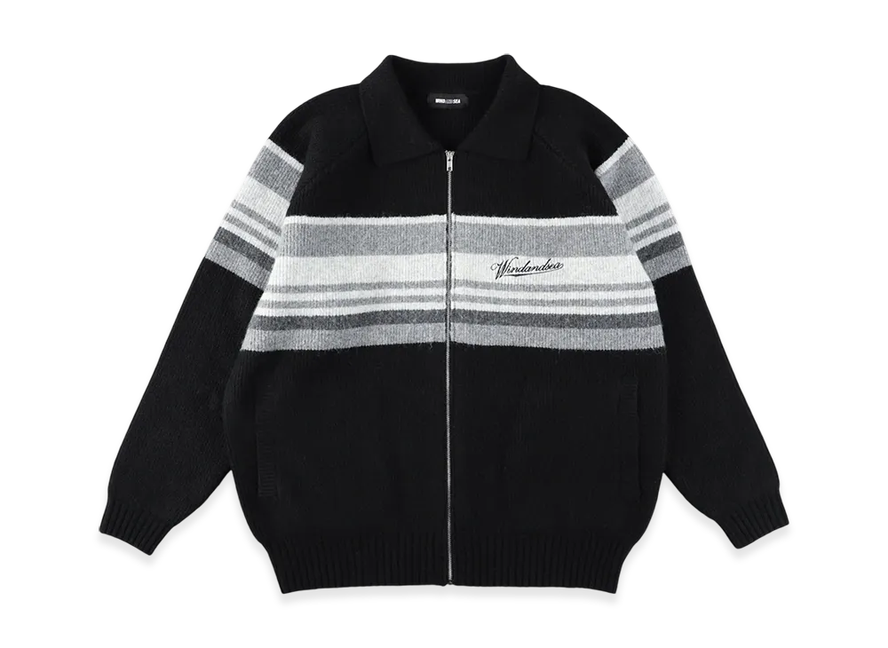 WIND AND SEA Line Knit Cardigan "Black"