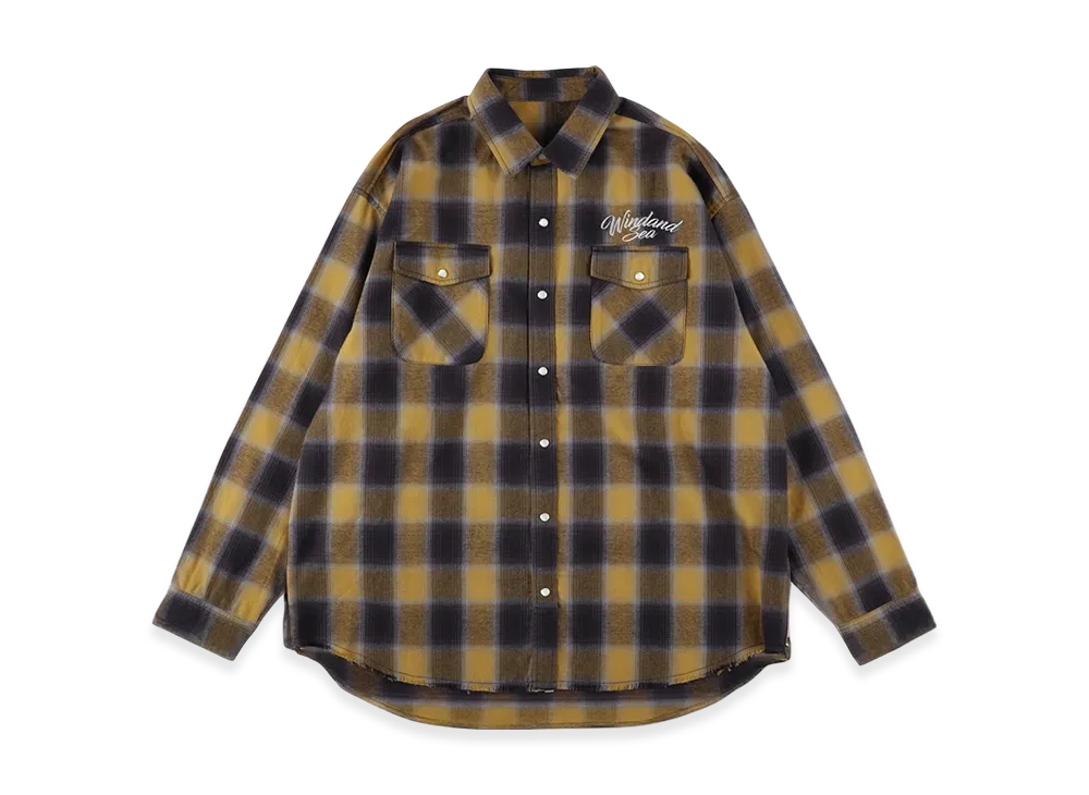 WIND AND SEA Fringe Flannel Plaid Shirt "Yellow"