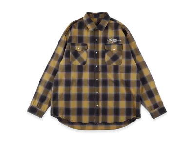 WIND AND SEA Fringe Flannel Plaid Shirt "Yellow"