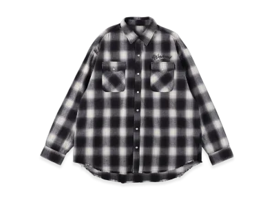 WIND AND SEA Fringe Flannel Plaid Shirt "Black"