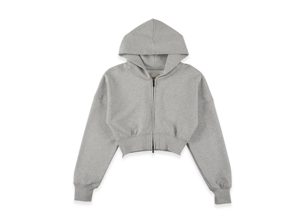 WIND AND SEA Cozy Zip Cropped Hooded Sweatshirt(Ladies) "Heather Gray"