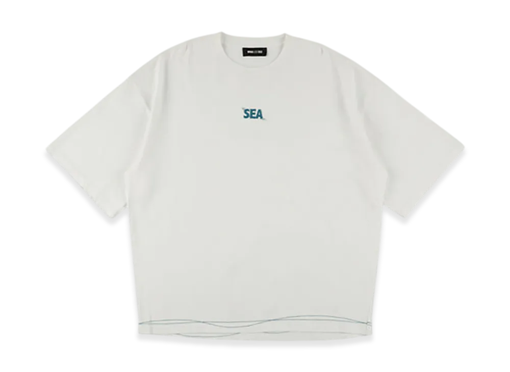 WIND AND SEA Wave Blue Stitch Tee "White"