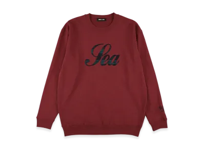 WIND AND SEA Script Crew Neck Sweatshirt "Burgundy"