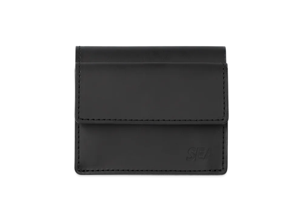 WIND AND SEA Black SEA Leather Flat Card Holder "Black"