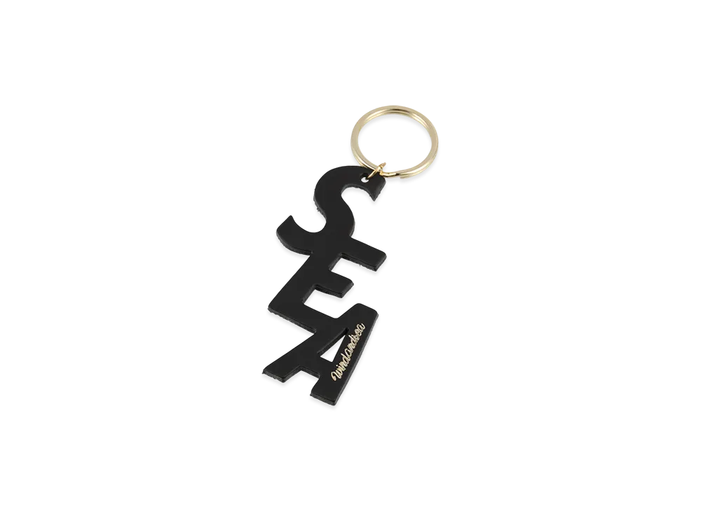 WIND AND SEA Black Leather (S_E_A) Key Holder "Black"