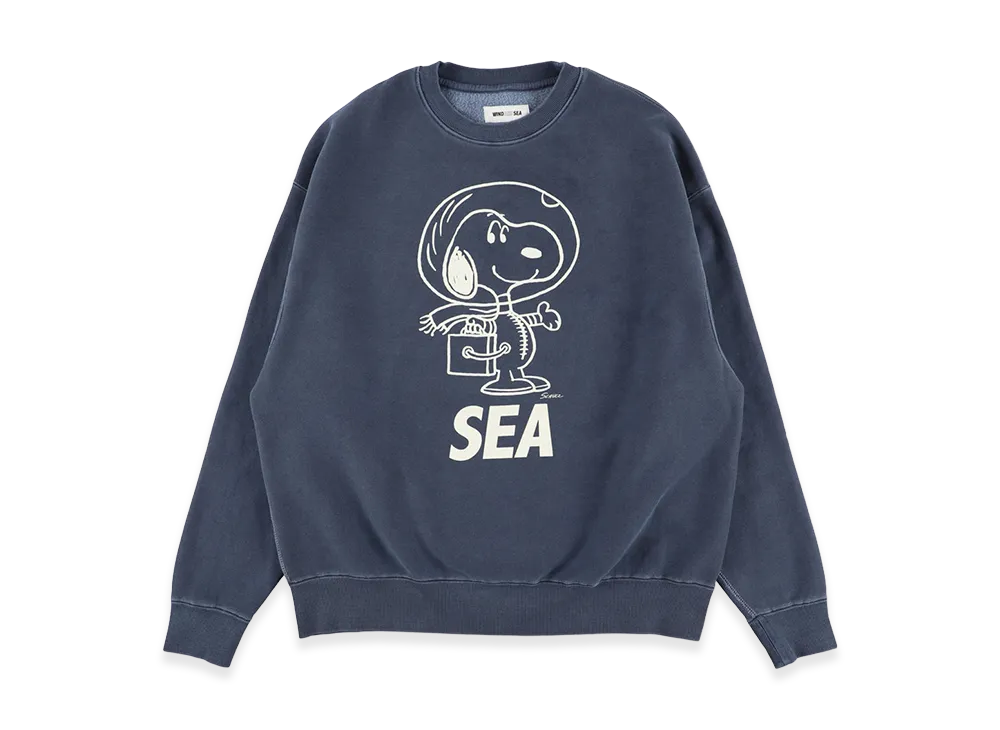 WIND AND SEA x SMOOTHY Snoopy Pigment Crewneck Sweatshirt "Navy"