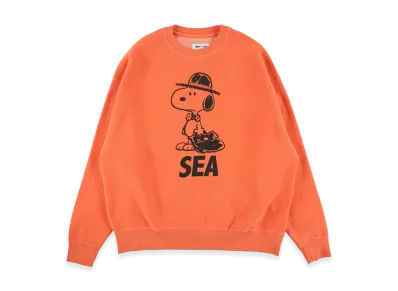 WIND AND SEA x SMOOTHY Snoopy Pigment Crewneck Sweatshirt "Orange"