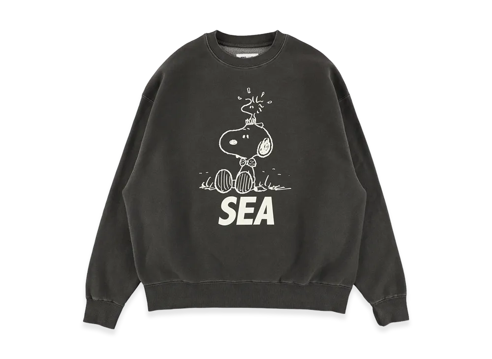 WIND AND SEA x SMOOTHY Snoopy Pigment Crewneck Sweatshirt "Black"