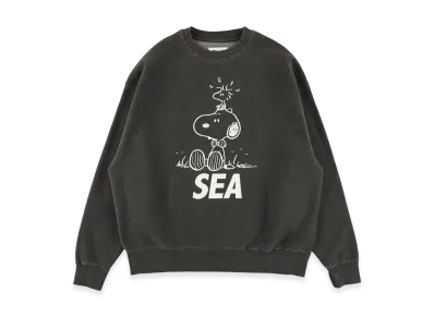 WIND AND SEA x SMOOTHY Snoopy Pigment Crewneck Sweatshirt "Black"
