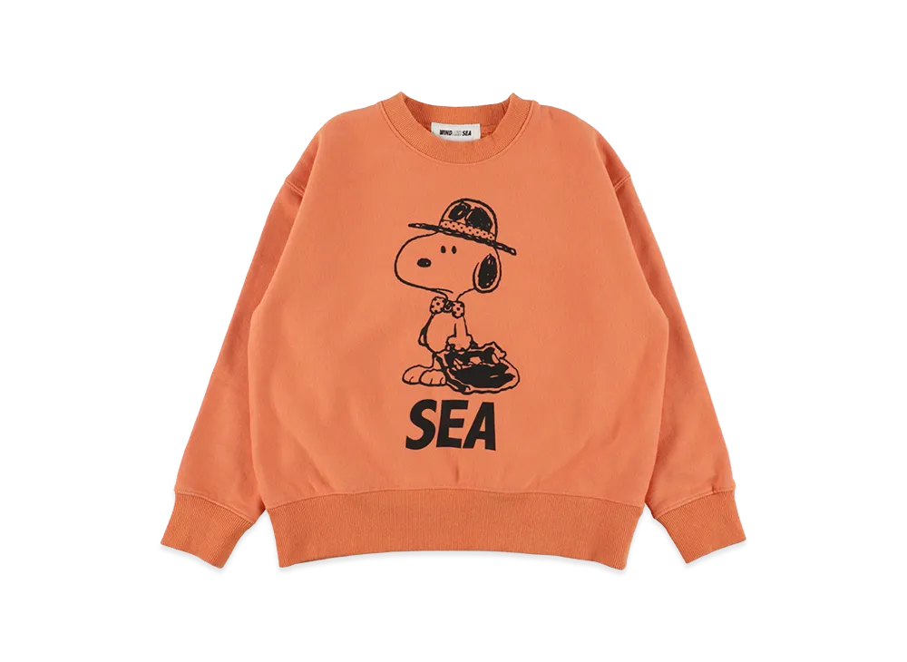 WIND AND SEA x SMOOTHY Snoopy Washed Kids Crewneck Sweatshirt "Orange"
