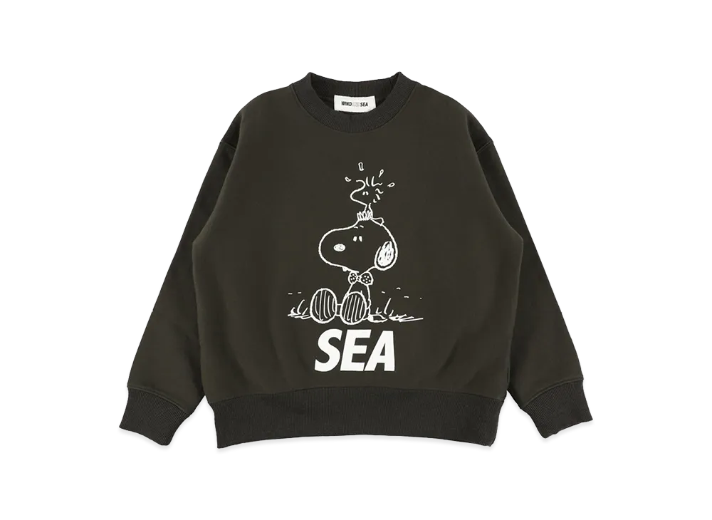 WIND AND SEA x SMOOTHY Snoopy Washed Kids Crewneck Sweatshirt "Black"