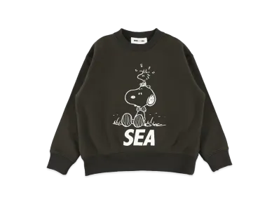WIND AND SEA x SMOOTHY Snoopy Washed Kids Crewneck Sweatshirt "Black"