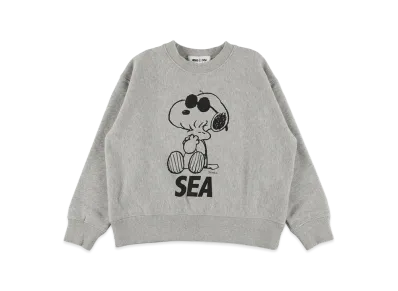WIND AND SEA x SMOOTHY Snoopy Washed Kids Crewneck Sweatshirt "Gray"