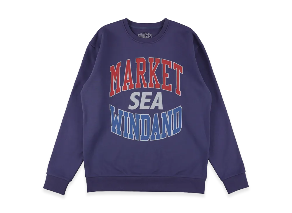 WIND AND SEA x MARKET Logo Crew Neck Sweat Shirt "Navy"