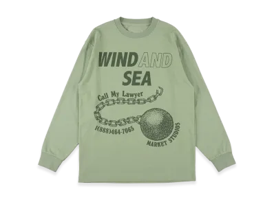 WIND AND SEA x MARKET Call My Lawer L/S Tee "Desert Green"