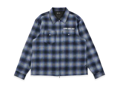 WIND AND SEA Zip Flannel Shirts "Blue"