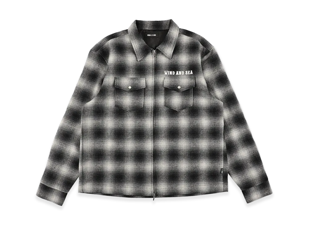 WIND AND SEA Zip Flannel Shirts "Black"