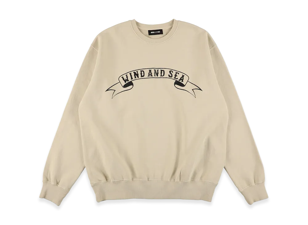 WIND AND SEA Ribon Logo Crewneck Sweatshirts "Off White"