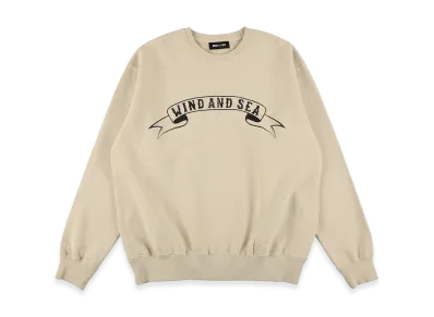 WIND AND SEA Ribon Logo Crewneck Sweatshirts "Off White"
