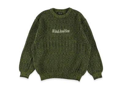 WIND AND SEA Cotton Volume Knit Sweater "Blue Lime"