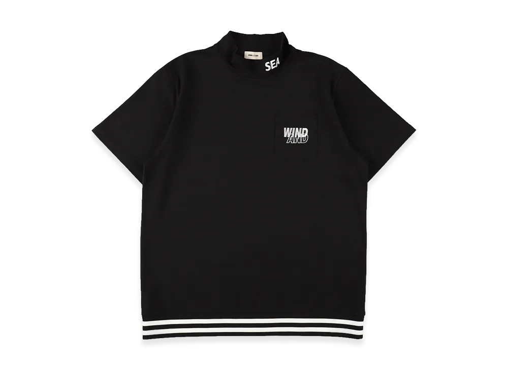 WIND AND SEA S/S Mock Neck Logo Knit "Black"