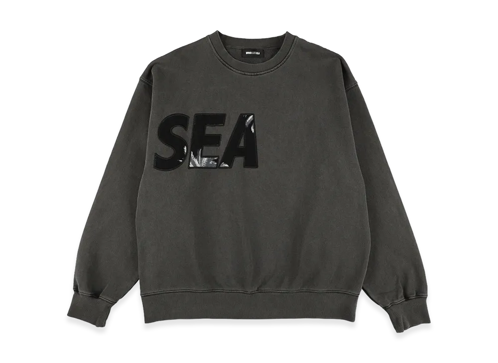 WIND AND SEA Palm Tree Pachwork Crew Neck Sweat Shirt "Black"