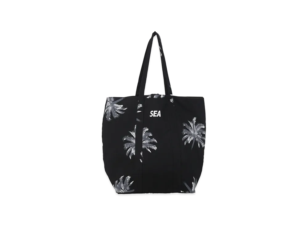 WIND AND SEA Palm Tree Flannel Tote Bag "Black"