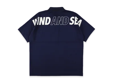 WIND AND SEA S/S Mock Neck Knit Polo "Navy"