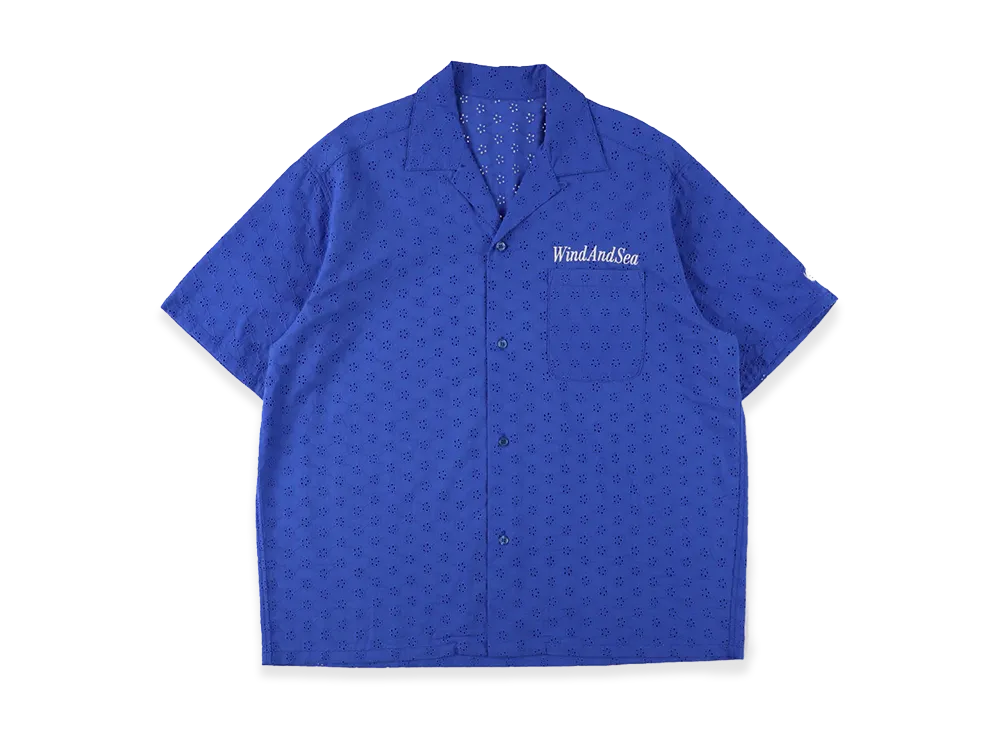 WIND AND SEA Cotton Lace S/S Shirt "Blue"