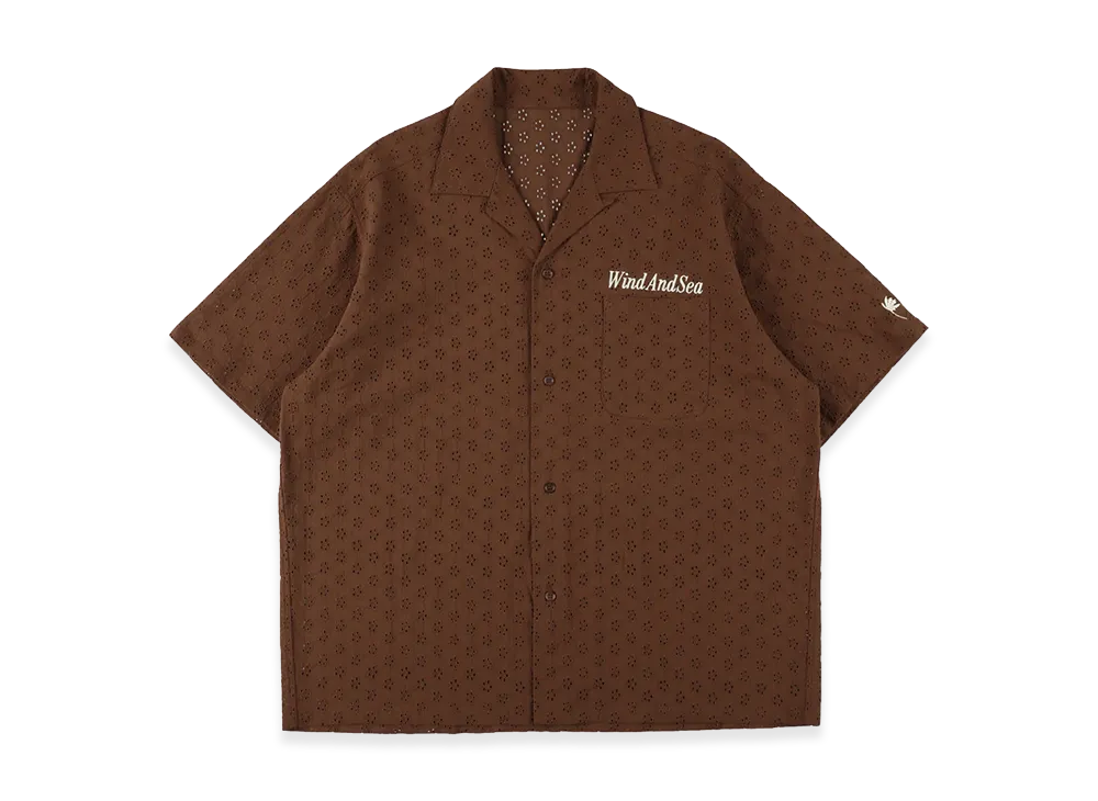WIND AND SEA Cotton Lace S/S Shirt "Brown"