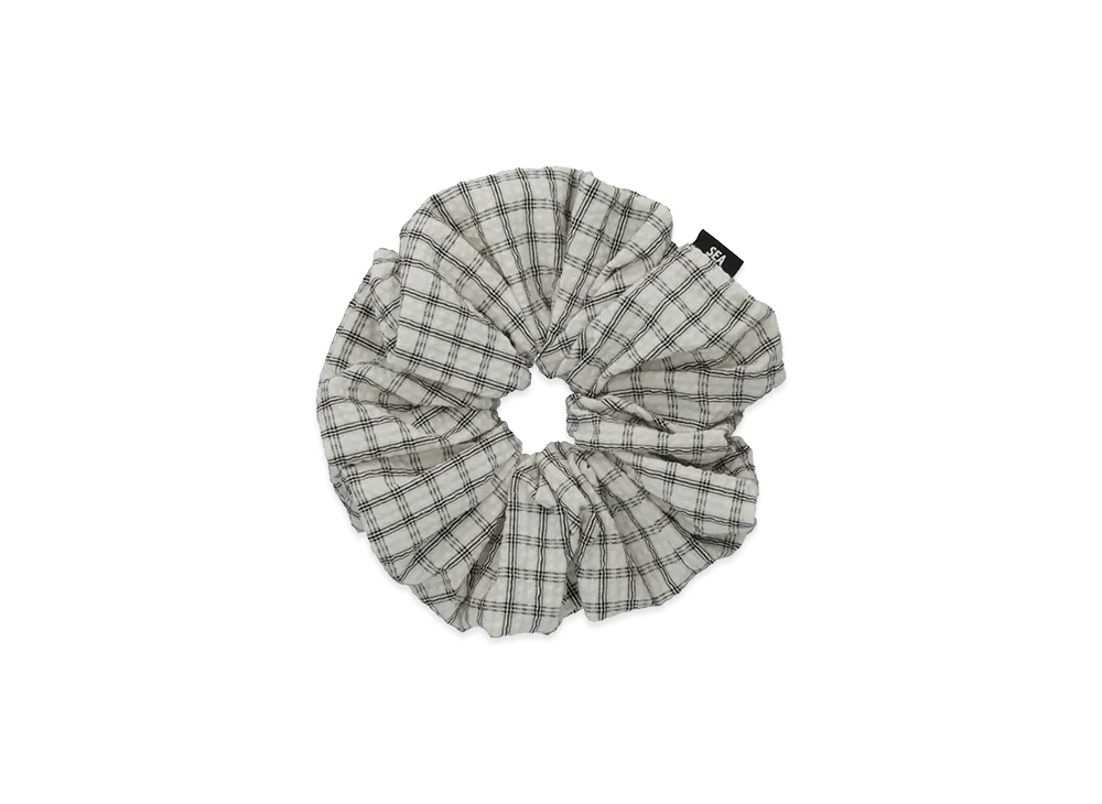 WIND AND SEA Women's Plaid Big Hair Tie "White"