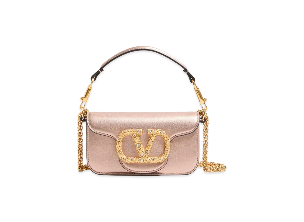 Valentino Women's Loc Small Leather Shoulder Bag "Nude/Neutrals"
