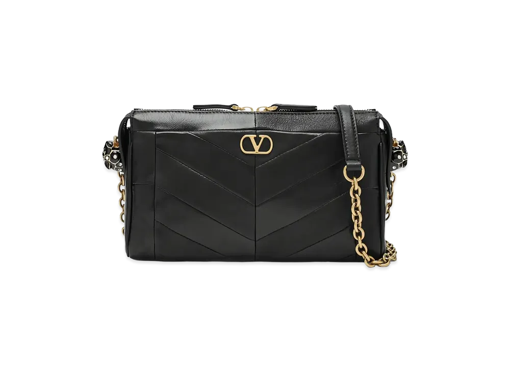 Valentino Garavani Women's Panthea Small Shoulder Bag In Nappa Leather With Chevron Pattern "Black"