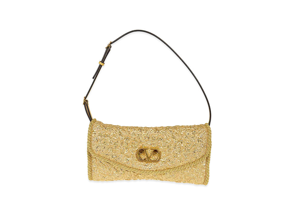 Valentino Women's Clutch Vain Soft Tes.Jacq.Cloque/Vit.Soft Grain L./Torcho "Oro"