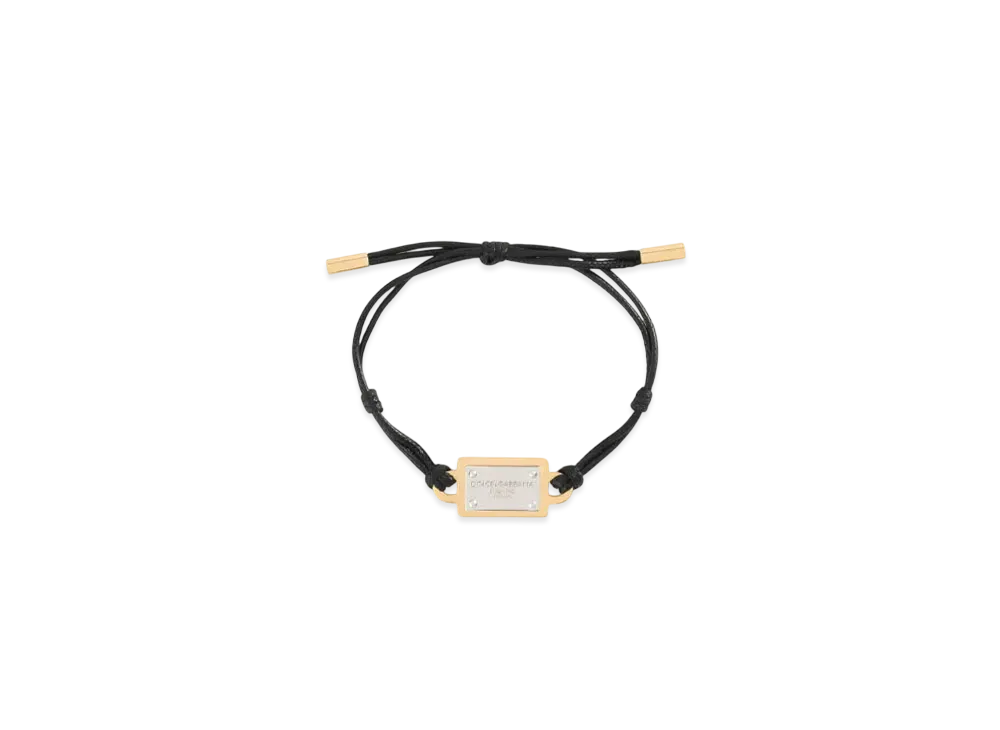 DOLCE&GABBANA Cord Bracelet With Dolce&Gabbana Tag "Black/Gold"