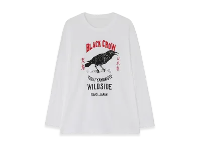 WILDSIDE YOHJI YAMAMOTO Black Crow Hunting Long Sleeve T-shirt "White"