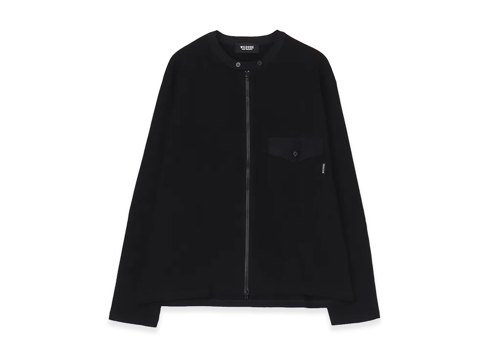 WILDSIDE YOHJI YAMAMOTO Cotton Jersey Full Zip Long Sleeve T-shirt "Black"