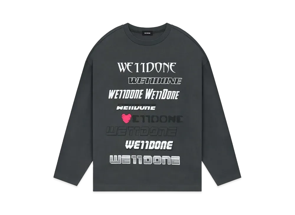 WE11DONE Charcoal Love We11Done Logo Long-Sleeved T-Shirt "Charcoal"