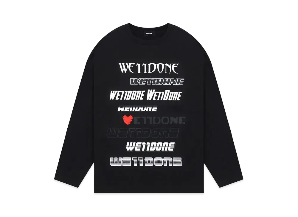 WE11DONE Black Love We11Done Logo Long-Sleeved T-Shirt "Black"