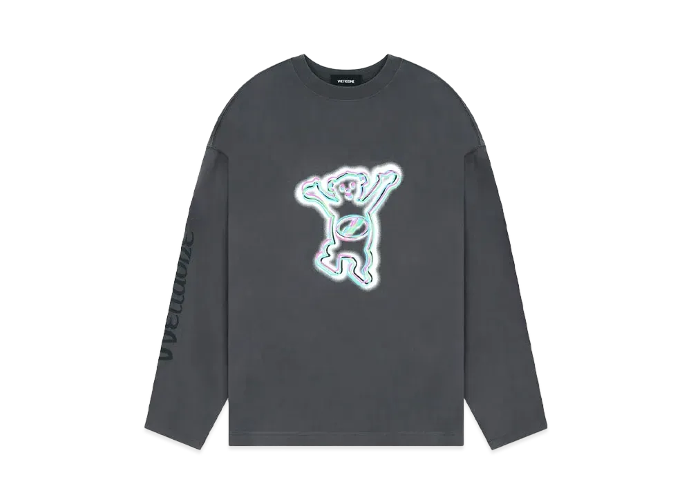 WE11DONE Colorful Teddy Print Long-Sleeved T-shirt "Charcoal"