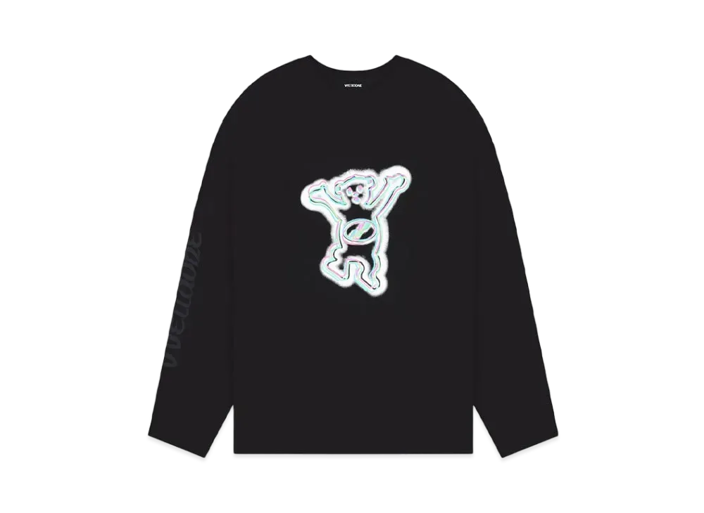 WE11DONE Colorful Teddy Print Long-Sleeved T-shirt "Black"
