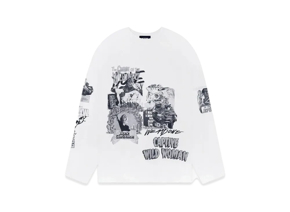 WE11DONE Horror Collage Long-sleeved T-shirt "White"