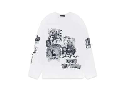 WE11DONE Horror Collage Long-sleeved T-shirt "White"